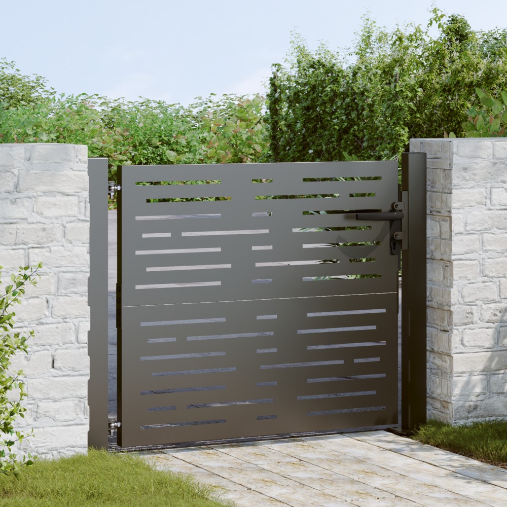 vidaXL Poartă de grădină Negru 105 x 100 cm Oțel vopsit în pulbere