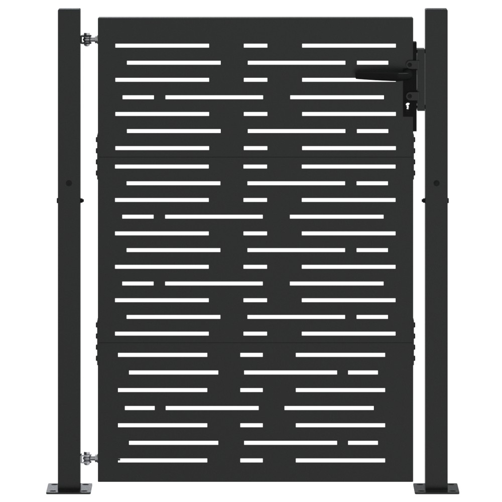 vidaXL Poartă de grădină Negru 105 x 125 cm Oțel vopsit în pulbere