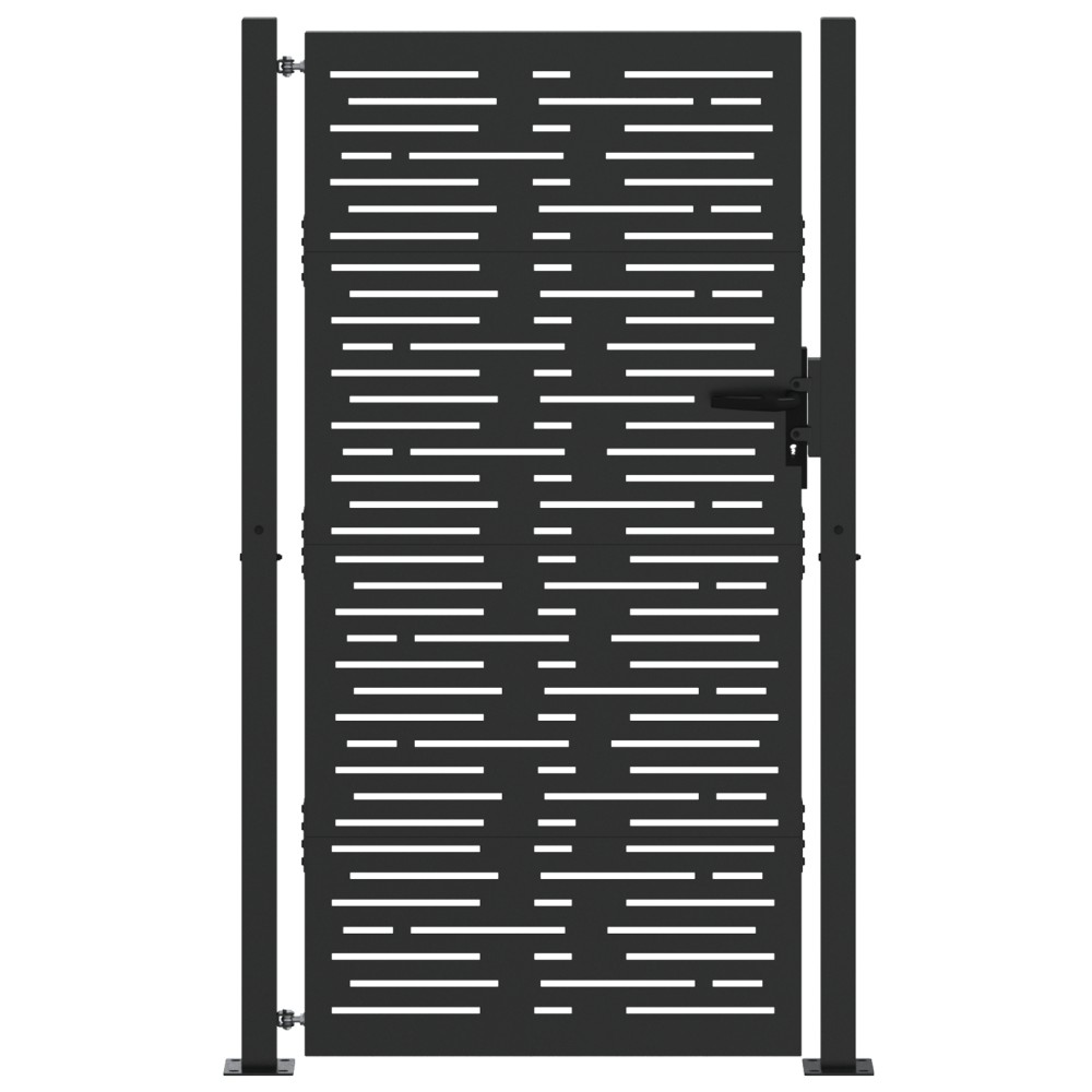vidaXL Poartă de grădină Negru 105 x 175 cm Oțel vopsit în pulbere