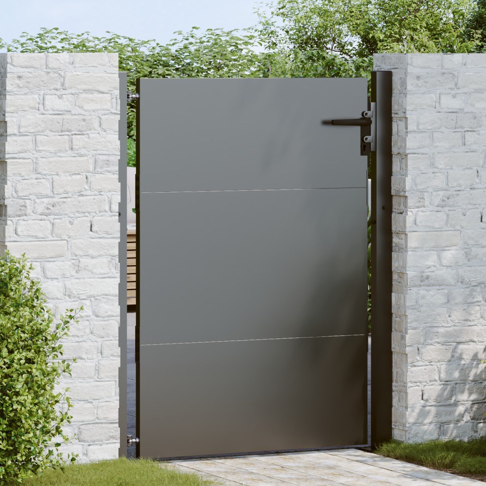 vidaXL Poartă de grădină Negru 105 x 125 cm Oțel vopsit în pulbere