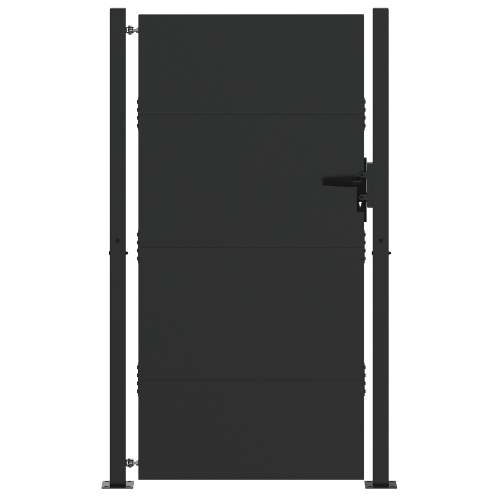 vidaXL Poartă de grădină Negru 105 x 200 cm Oțel vopsit în pulbere