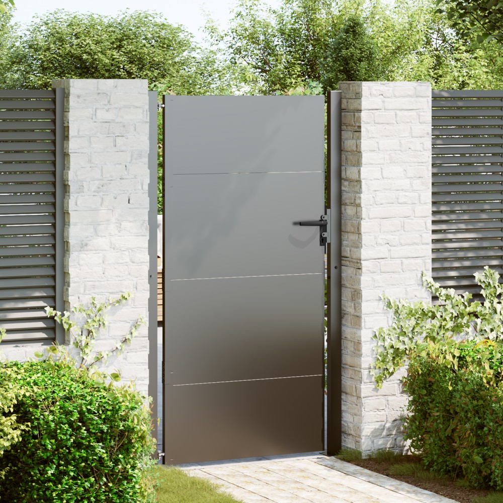 vidaXL Poartă de grădină Negru 105 x 200 cm Oțel vopsit în pulbere