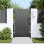 vidaXL Poartă de grădină Negru 105 x 200 cm Oțel vopsit în pulbere
