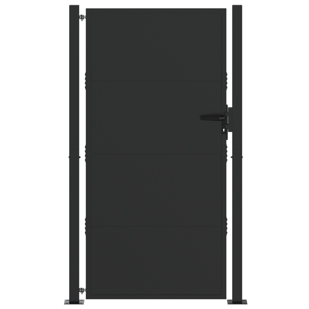 vidaXL Poartă de grădină Negru 100 x 200 cm Oțel vopsit în pulbere