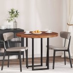 vidaXL Placă de masă Maro închis Ø 90 x 4 cm Lemn de stejar masiv