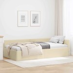vidaXL Cadru de pat colțar cu headboard Crem 80 cm x 200 cm Catifea