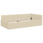 vidaXL Cadru de pat colțar cu headboard Crem 90 cm x 190 cm Catifea