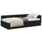 vidaXL Cadru de pat colțar cu headboard Negru 90 cm x 200 cm Catifea