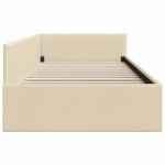 vidaXL Cadru de pat colțar cu headboard Crem 90 cm x 200 cm Catifea