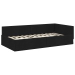 vidaXL Cadru de pat colțar cu headboard Negru 100 cm x 200 cm Catifea