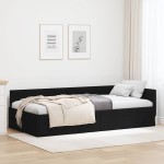 vidaXL Cadru de pat colțar cu headboard Negru 100 cm x 200 cm Catifea