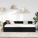 vidaXL Cadru de pat colțar cu headboard Negru 100 cm x 200 cm Catifea