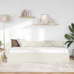 vidaXL Cadru de pat colțar cu headboard Crem 80 cm x 200 cm Catifea