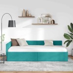 vidaXL Cadru de pat colțar cu headboard Turcoaz 90 cm x 190 cm Catifea