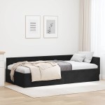 vidaXL Cadru de pat colțar cu headboard Negru 90 cm x 200 cm Catifea