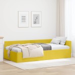 vidaXL Cadru de pat colțar cu headboard Galben 90 cm x 200 cm Catifea