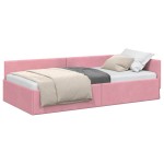vidaXL Cadru de pat colțar cu headboard Roz 100 cm x 200 cm Catifea
