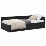 vidaXL Cadru de pat colțar cu headboard Negru 100 cm x 200 cm Catifea