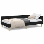 vidaXL Cadru de pat colțar cu headboard Negru 80 x 200 cm țesătură