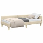 vidaXL Cadru de pat colțar cu headboard Crem 80 x 200 cm țesătură