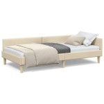 vidaXL Cadru de pat colțar cu headboard Crem 80 x 200 cm țesătură