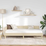 vidaXL Cadru de pat colțar cu headboard Crem 80 x 200 cm țesătură