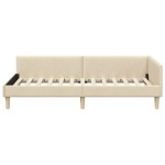 vidaXL Cadru de pat colțar cu headboard Crem 80 x 200 cm țesătură
