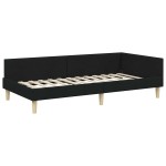 vidaXL Cadru de pat colțar cu headboard Negru 90 x 190 cm țesătură