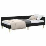vidaXL Cadru de pat colțar cu headboard Negru 90 x 190 cm țesătură