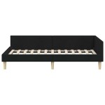 vidaXL Cadru de pat colțar cu headboard Negru 90 x 190 cm țesătură