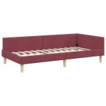 vidaXL Cadru de pat colțar cu headboard Roșu Vin 90 x 190 cm țesătură