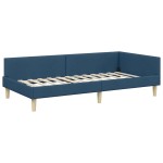 vidaXL Cadru de pat colțar cu headboard albastru 90 x 190 cm țesătură