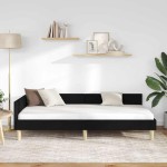 vidaXL Cadru de pat colțar cu headboard Negru 90 x 200 cm țesătură