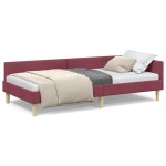vidaXL Cadru de pat colțar cu headboard Roșu Vin 90 x 200 cm țesătură
