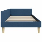 vidaXL Cadru de pat colțar cu headboard albastru 90 x 200 cm țesătură