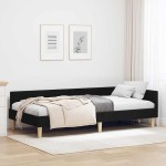 vidaXL Cadru de pat colțar cu headboard Negru 100 x 200 cm țesătură