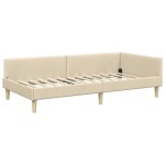 vidaXL Cadru de pat colțar cu headboard Crem 100 x 200 cm țesătură