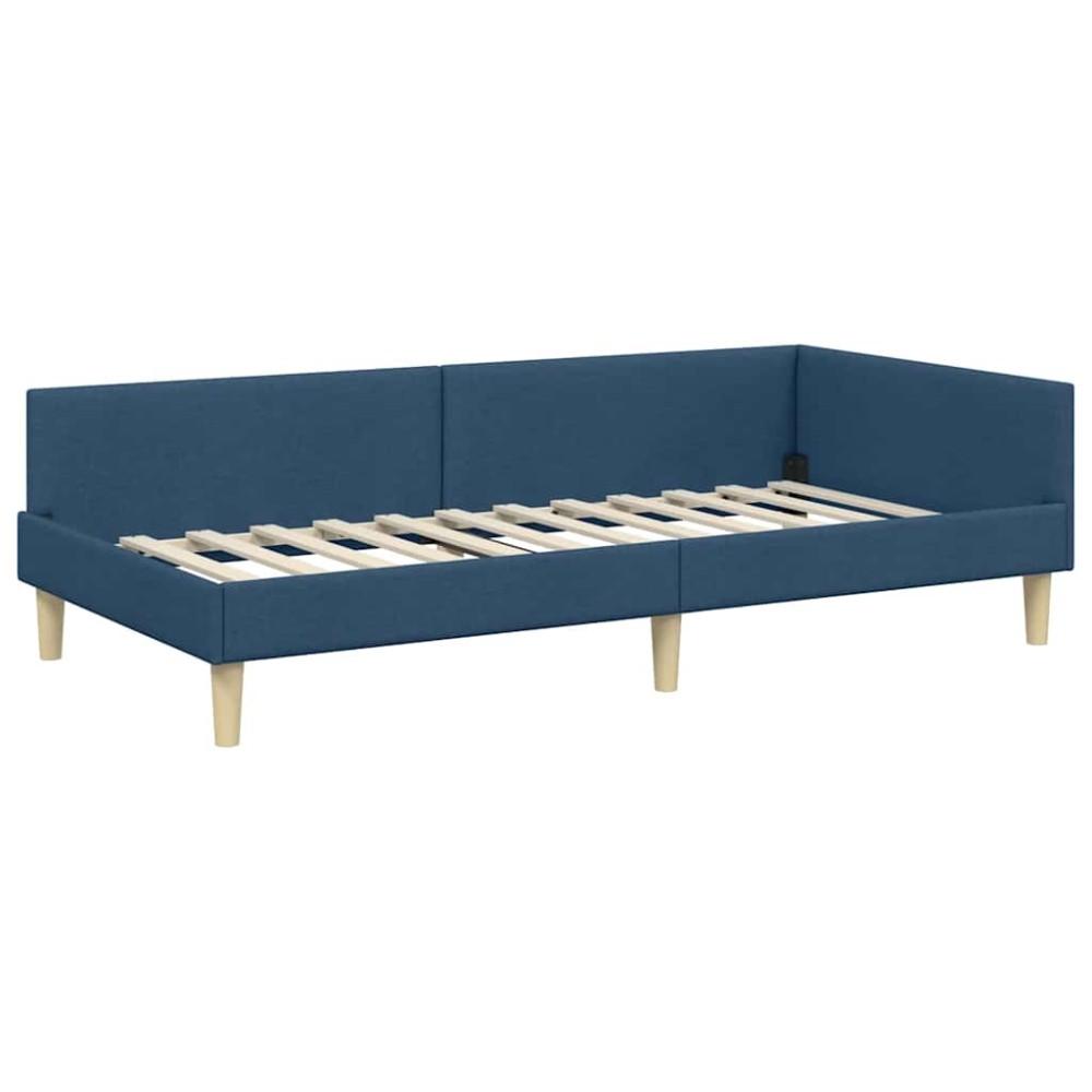 vidaXL Cadru de pat colțar cu headboard albastru 100 x 200 cm țesătură