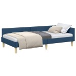 vidaXL Cadru de pat colțar cu headboard albastru 100 x 200 cm țesătură