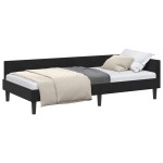 vidaXL Cadru de pat colțar cu headboard Negru 80 cm x 200 cm Catifea