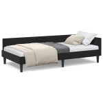 vidaXL Cadru de pat colțar cu headboard Negru 90 cm x 190 cm Catifea