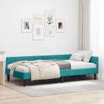 vidaXL Cadru de pat colțar cu headboard Turcoaz 90 cm x 190 cm Catifea