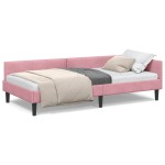 vidaXL Cadru de pat colțar cu headboard Roz 90 cm x 200 cm Catifea