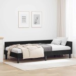 vidaXL Cadru de pat colțar cu headboard Negru 90 cm x 200 cm Catifea