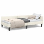vidaXL Cadru de pat colțar cu headboard Crem 90 cm x 200 cm Catifea
