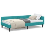 vidaXL Cadru de pat colțar cu headboard Turcoaz 90 cm x 200 cm Catifea