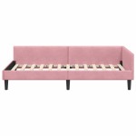 vidaXL Cadru de pat colțar cu headboard Roz 100 cm x 200 cm Catifea