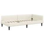 vidaXL Cadru de pat colțar cu headboard Crem 100 cm x 200 cm Catifea