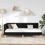 vidaXL Cadru de pat colțar cu headboard Negru 80 cm x 200 cm Catifea