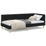 vidaXL Cadru de pat colțar cu headboard Negru 90 cm x 190 cm Catifea